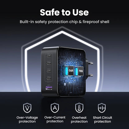 Chargeur GaN UGREEN 100W - 5 Ports USB-C - Charge Rapide PD QC4.0 pour MacBook, iPhone 17/16/15 Pro, Laptop, Tablette