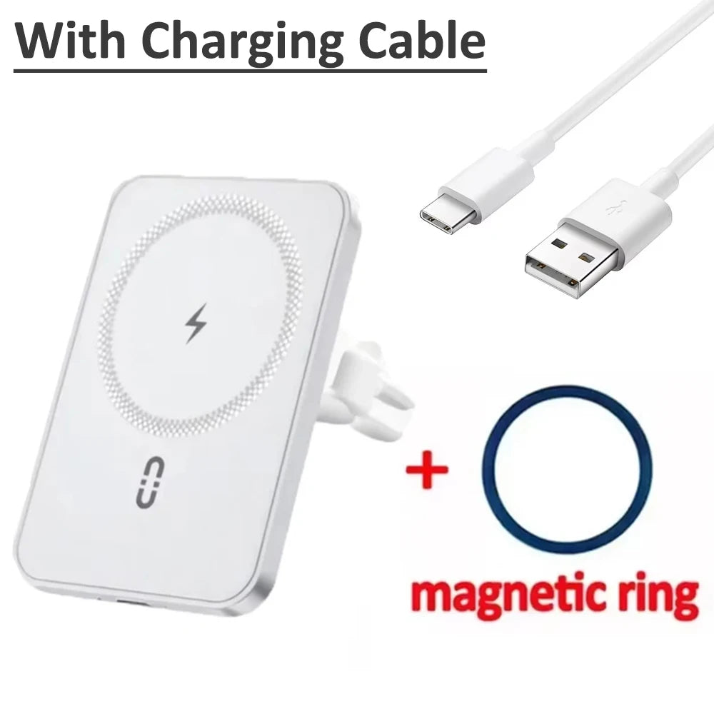 Support Voiture Magnétique avec Chargeur Sans Fil 30W - Compatible MagSafe iPhone 16, 15, 14, 13, 12 Pro Max