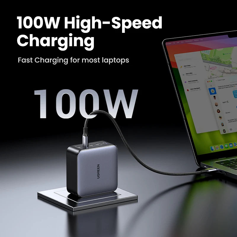 Chargeur GaN UGREEN 100W - 5 Ports USB-C - Charge Rapide PD QC4.0 pour MacBook, iPhone 17/16/15 Pro, Laptop, Tablette