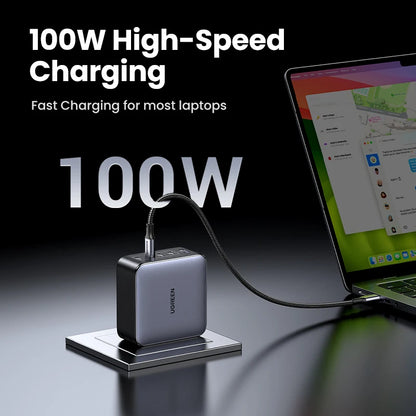 Chargeur GaN UGREEN 100W - 5 Ports USB-C - Charge Rapide PD QC4.0 pour MacBook, iPhone 17/16/15 Pro, Laptop, Tablette