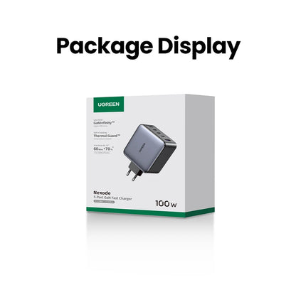 Chargeur GaN UGREEN 100W - 5 Ports USB-C - Charge Rapide PD QC4.0 pour MacBook, iPhone 17/16/15 Pro, Laptop, Tablette