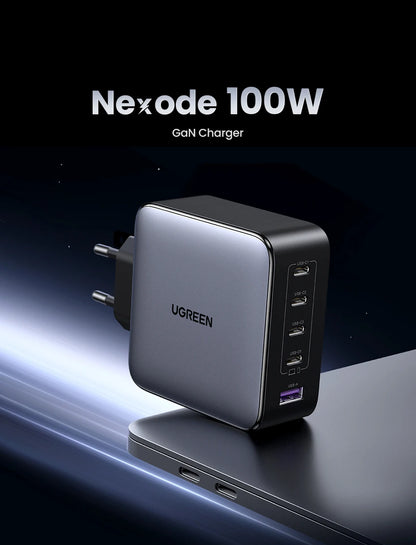 Chargeur GaN UGREEN 100W - 5 Ports USB-C - Charge Rapide PD QC4.0 pour MacBook, iPhone 17/16/15 Pro, Laptop, Tablette