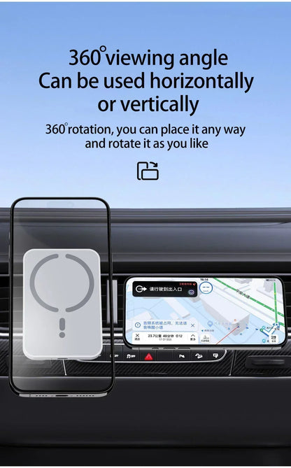 Support Voiture Magnétique avec Chargeur Sans Fil 30W - Compatible MagSafe iPhone 16, 15, 14, 13, 12 Pro Max