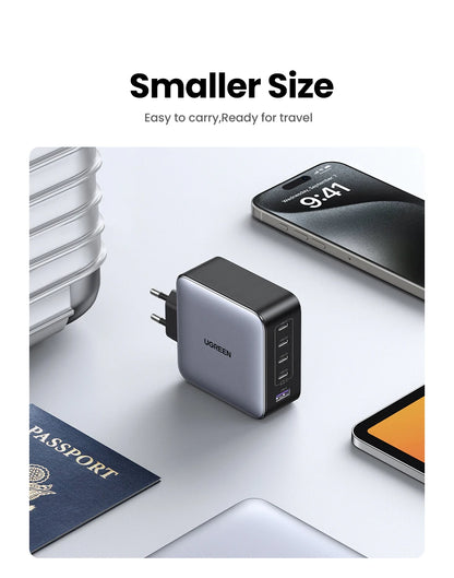 Chargeur GaN UGREEN 100W - 5 Ports USB-C - Charge Rapide PD QC4.0 pour MacBook, iPhone 17/16/15 Pro, Laptop, Tablette