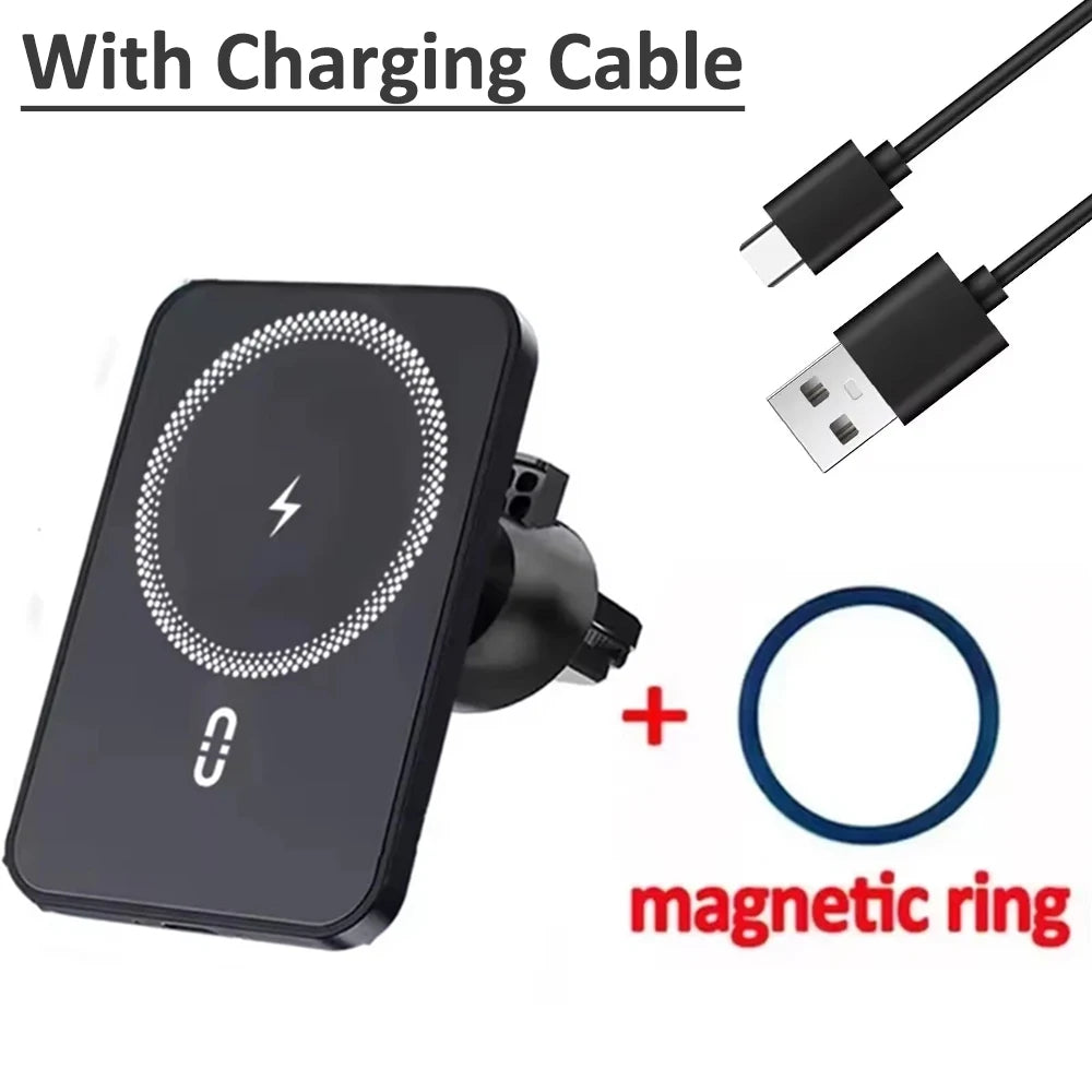 Support Voiture Magnétique avec Chargeur Sans Fil 30W - Compatible MagSafe iPhone 16, 15, 14, 13, 12 Pro Max