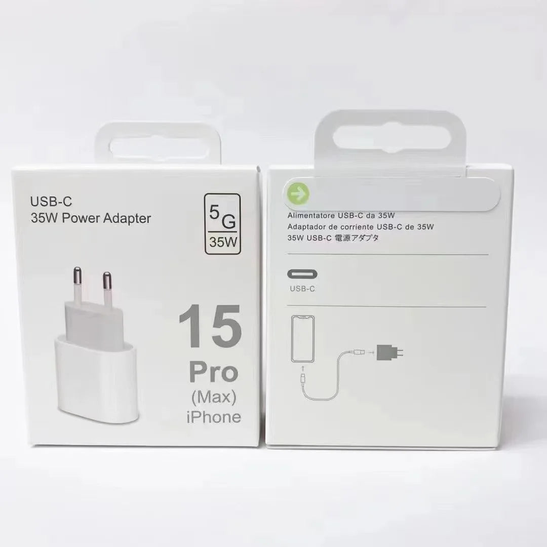 Chargeur Rapide USB-C 35W PD pour iPhone 17, 16, 15, 14, 13, 12, 11 Pro Max - Adaptateur Secteur Charge Rapide