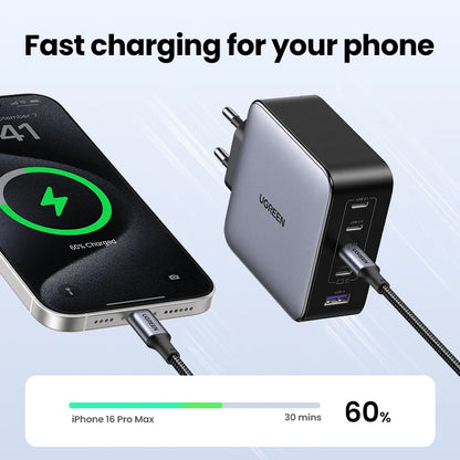 Chargeur GaN UGREEN 100W - 5 Ports USB-C - Charge Rapide PD QC4.0 pour MacBook, iPhone 17/16/15 Pro, Laptop, Tablette